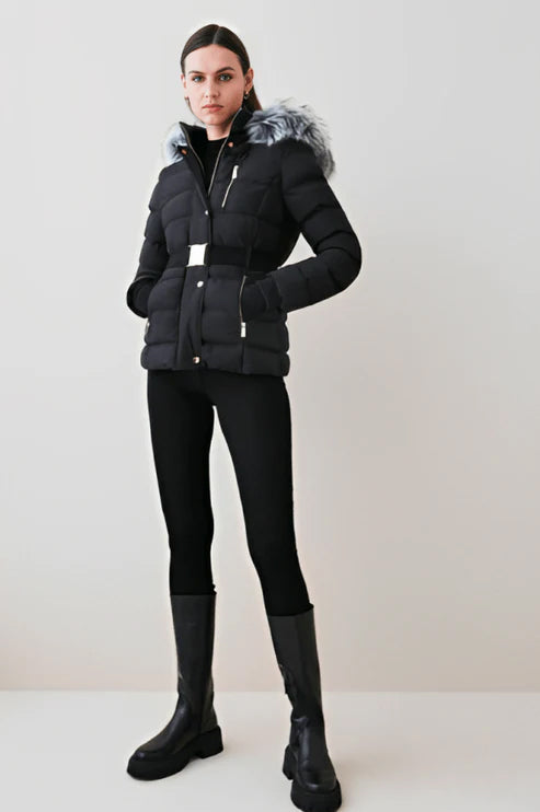 Faux fur puffer jacket for women