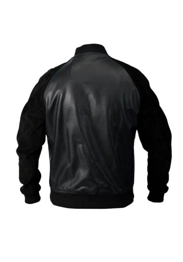 Slim fit black suede leather jacket for men