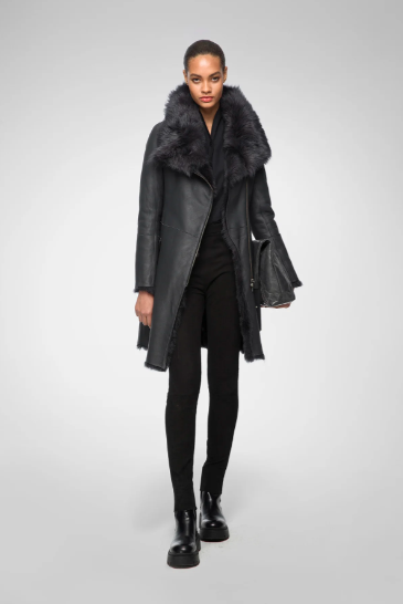 Matte Black Winter Coat For Women
