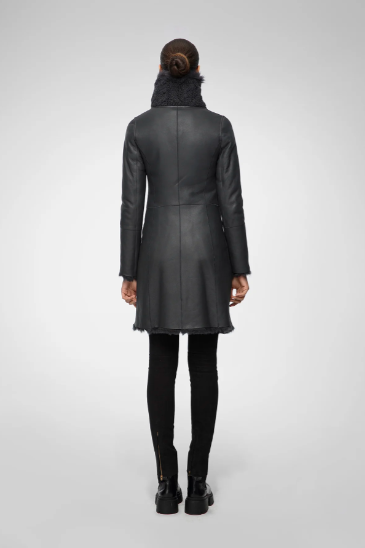 Matte Black Winter Coat For Women