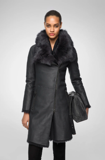 Matte Black Winter Coat For Women
