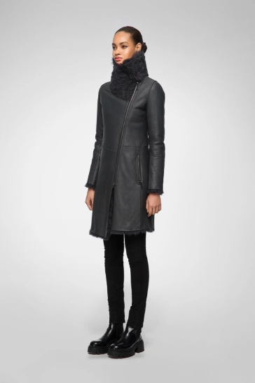 Matte Black Winter Coat For Women
