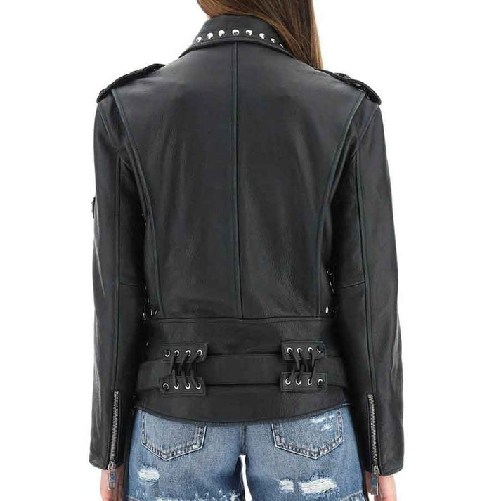 Belted Leather Jacket For Women