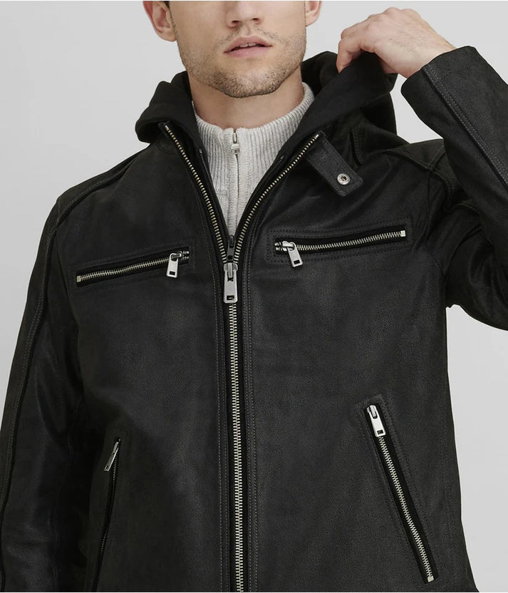Black Suede Café Racer Jacket