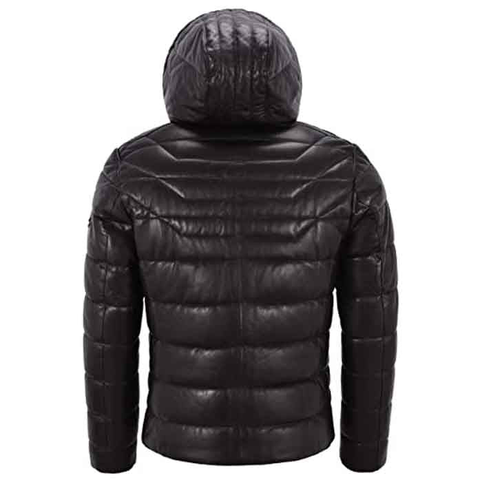 Hooded Leather Outerwear Men