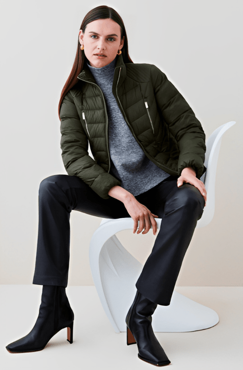Khaki green puffer coat