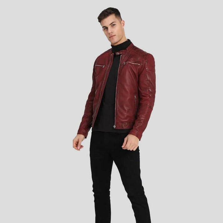 Red Leather Biker Jacket
