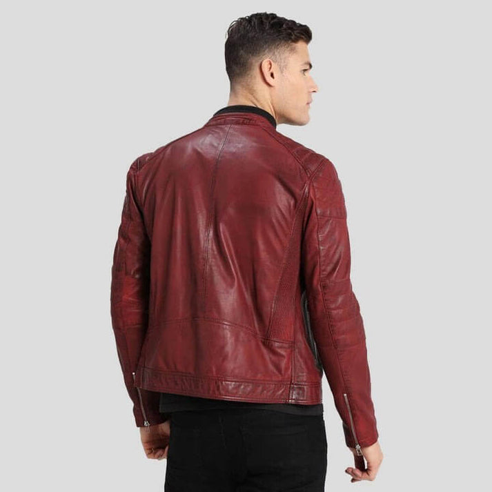 Red Leather Biker Jacket