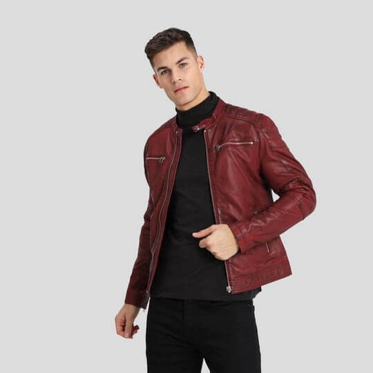 Red Leather Biker Jacket