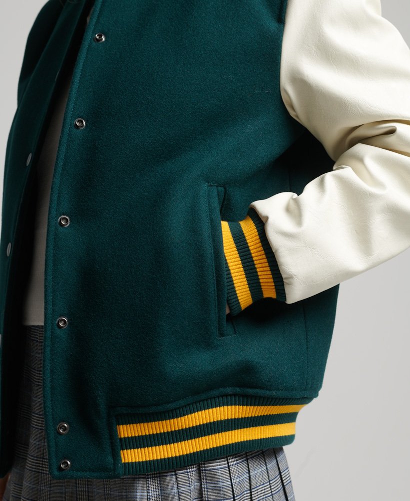 College-Style Leather Jacket Women