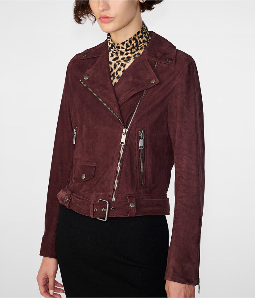 Maroon Suede Leather Jacket