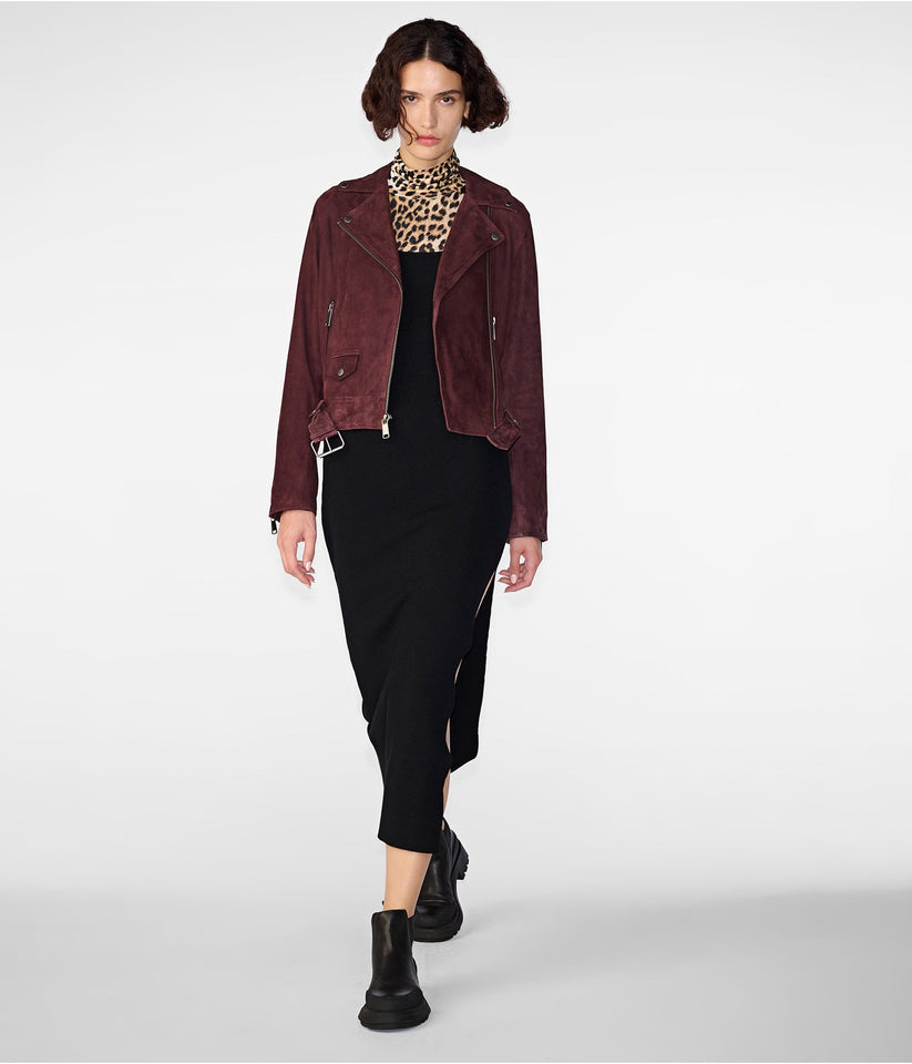 Maroon Suede Leather Jacket
