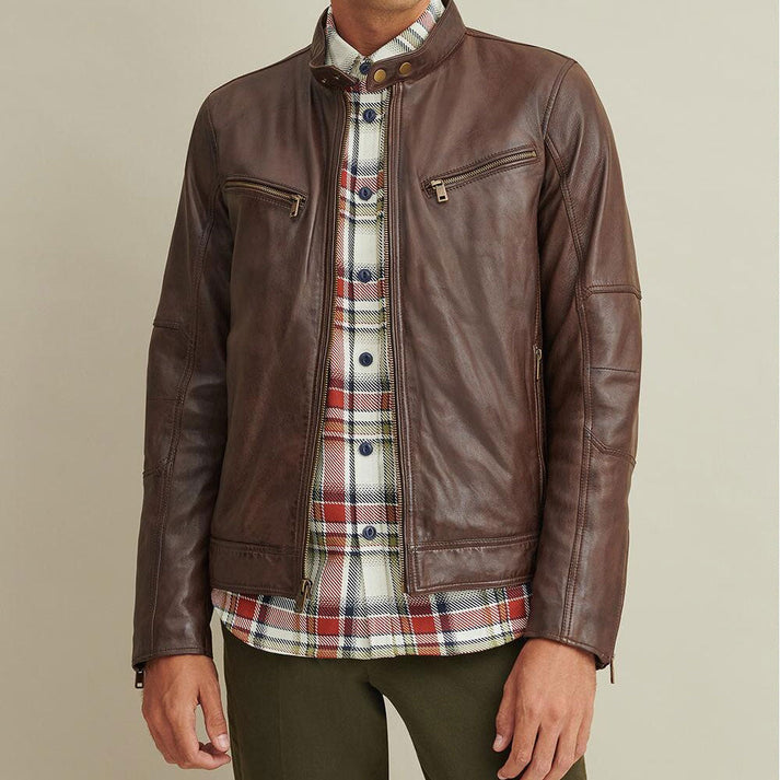 Brown Moto Biker Jacket
