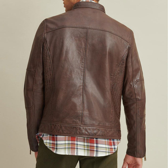 Brown Moto Biker Jacket