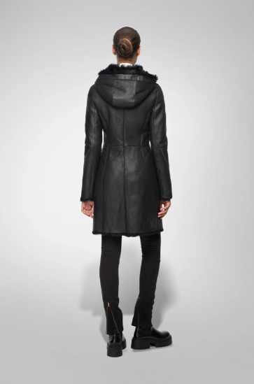 Leather Shearling Winter Coat For Women