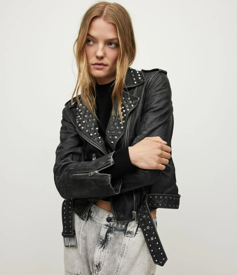Women’s Moto Jacket With Studs