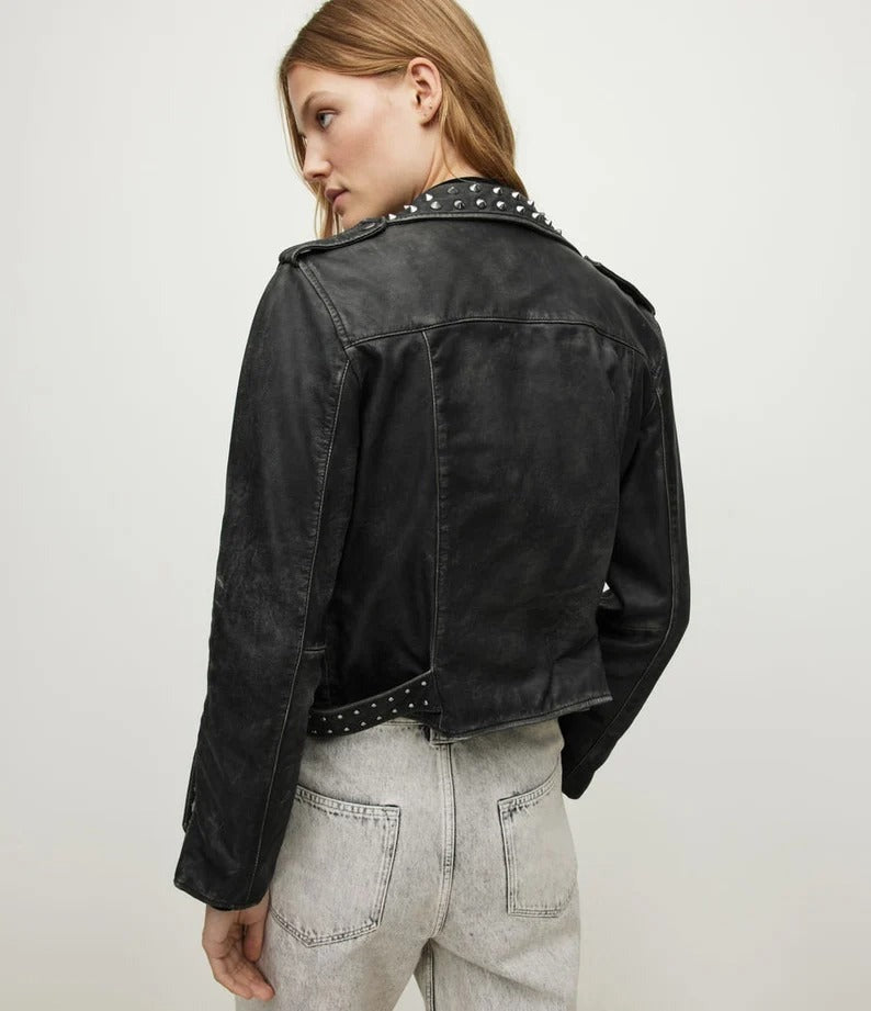 Women’s Moto Jacket With Studs