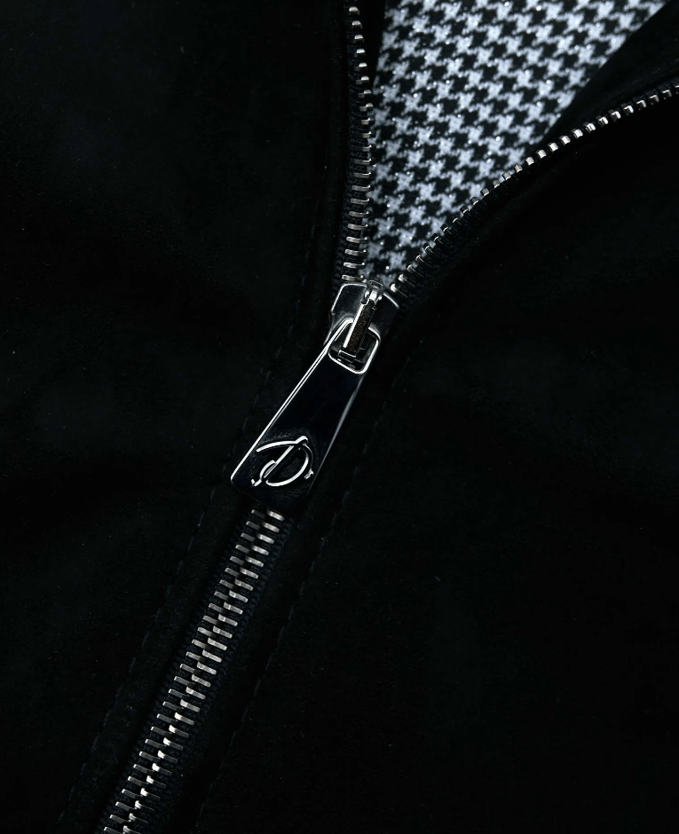 Black Suede Leather Bomber Jacket