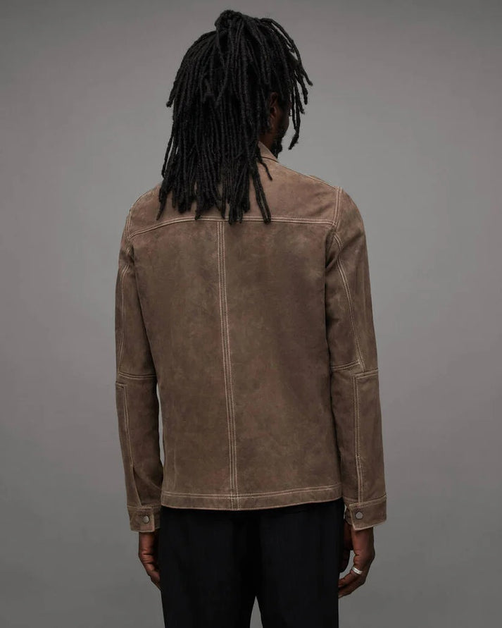 Beige Suede Leather Jacket