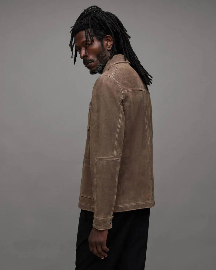 Beige Suede Leather Jacket