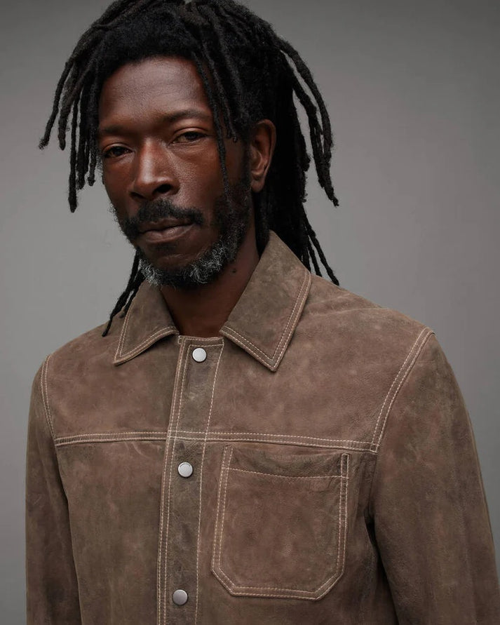 Beige Suede Leather Jacket