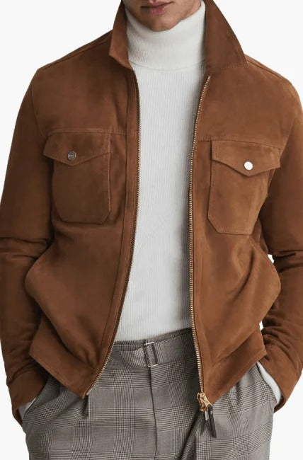 Brown Suede Trucker Jacket