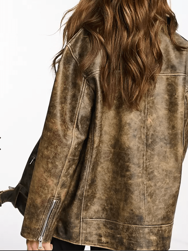 Women’s Leather Motorcycle Jacket With Belt