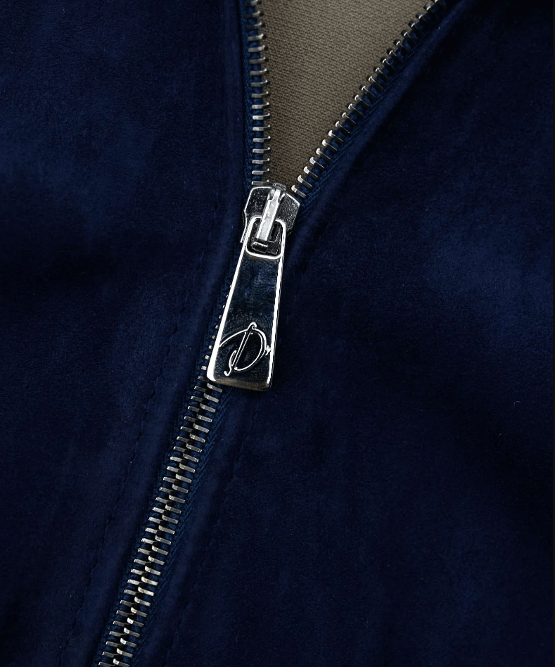 Blue Suede Bomber Jacket Women