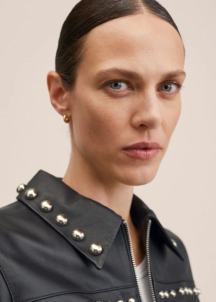 Black Leather Trucker Jacket Women
