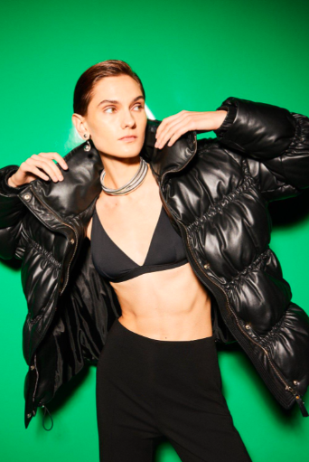 Sleek padded leather jacket