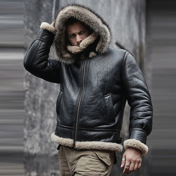 Black Shearling Leather Jacket