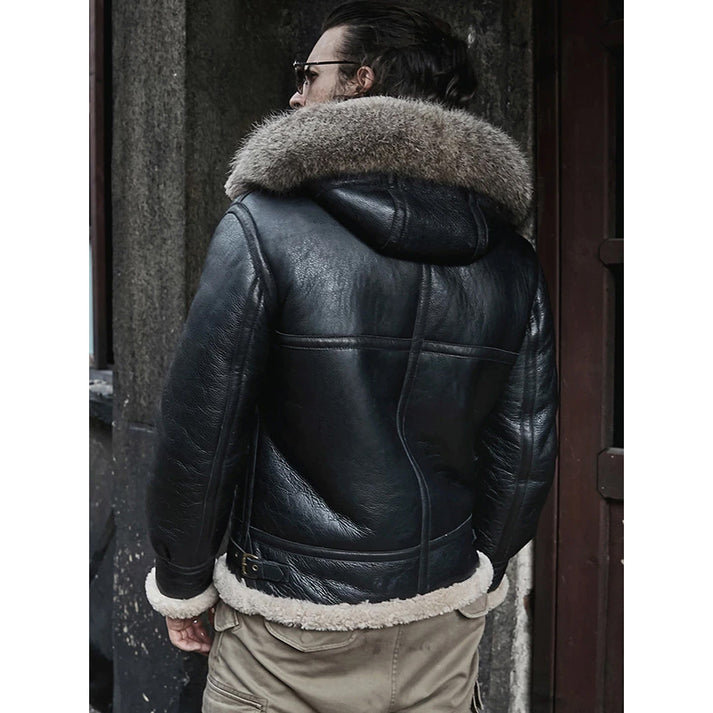 Black Shearling Leather Jacket