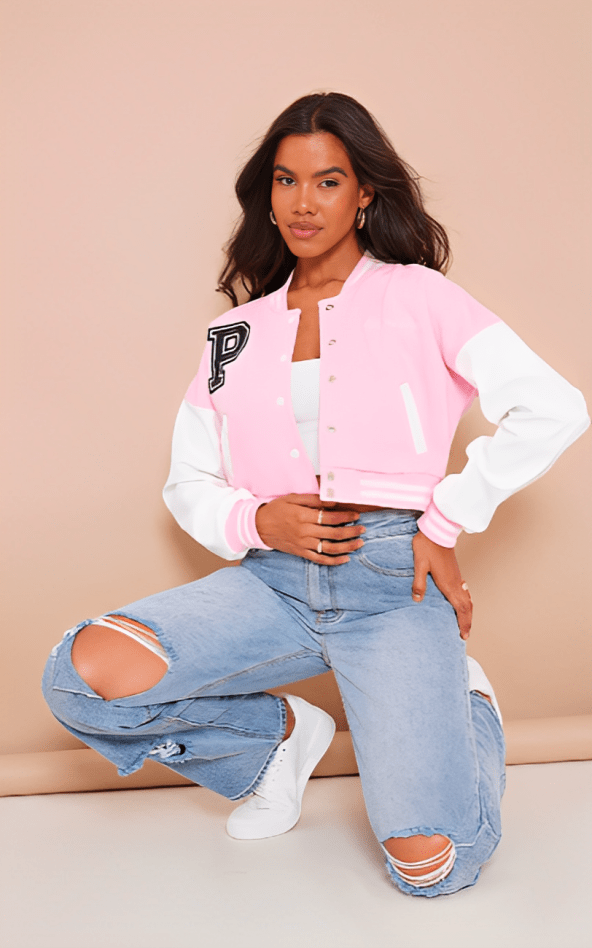 Women’s Pink Letterman Jacket
