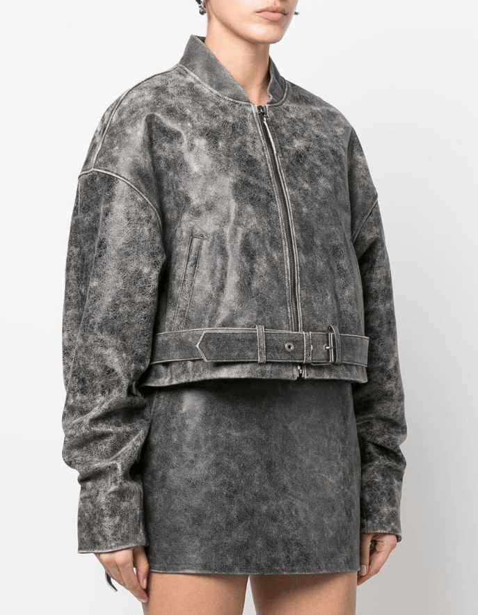 Worn Look Leather Jacket Women