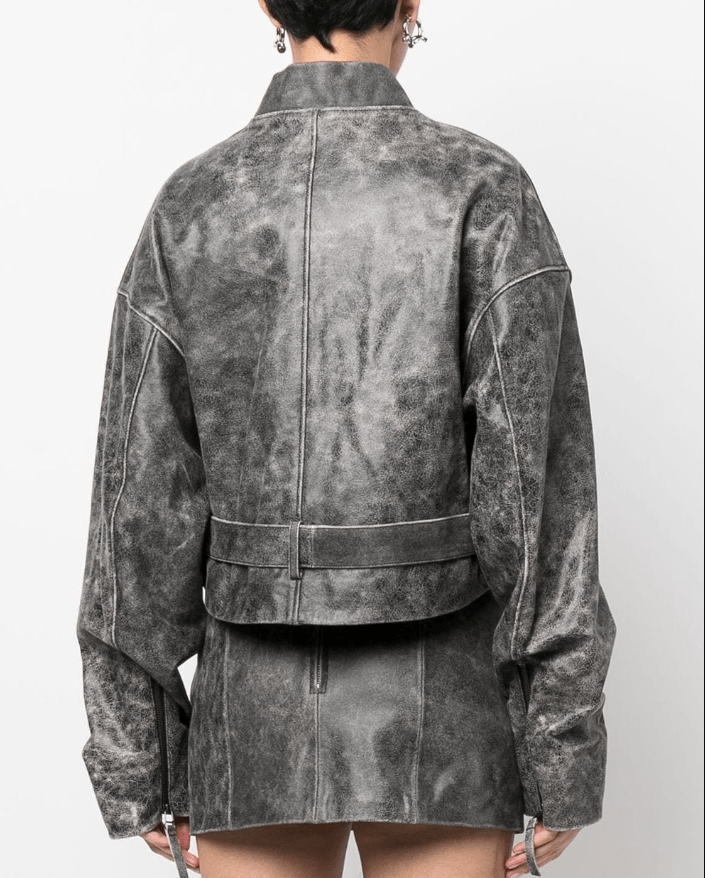 Worn Look Leather Jacket Women