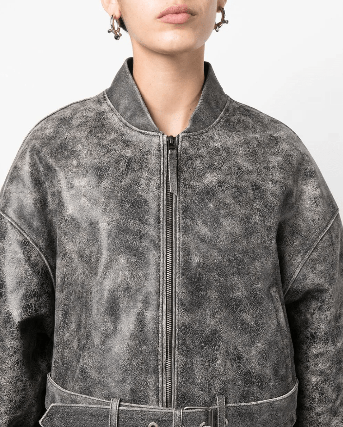 Worn Look Leather Jacket Women
