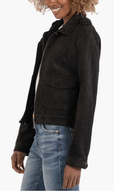 Black Suede Harrington Jacket