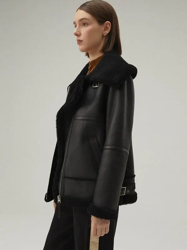 Women’s Shearling Leather Flight Jacket