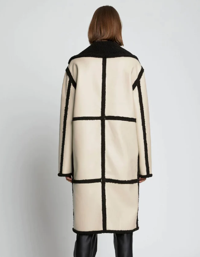 Beige Leather Trench Coat For Women
