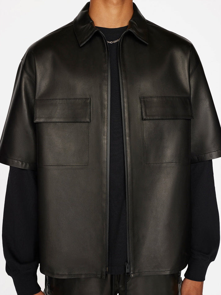 Short Sleeve Leather Shirt