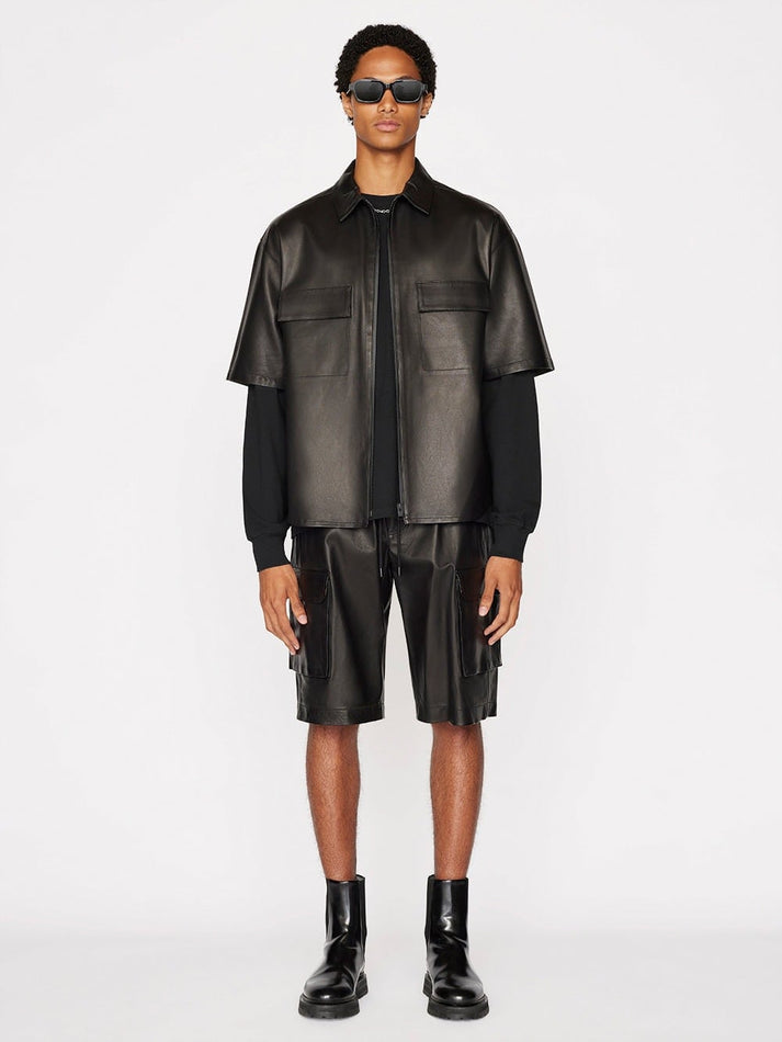 Short Sleeve Leather Shirt