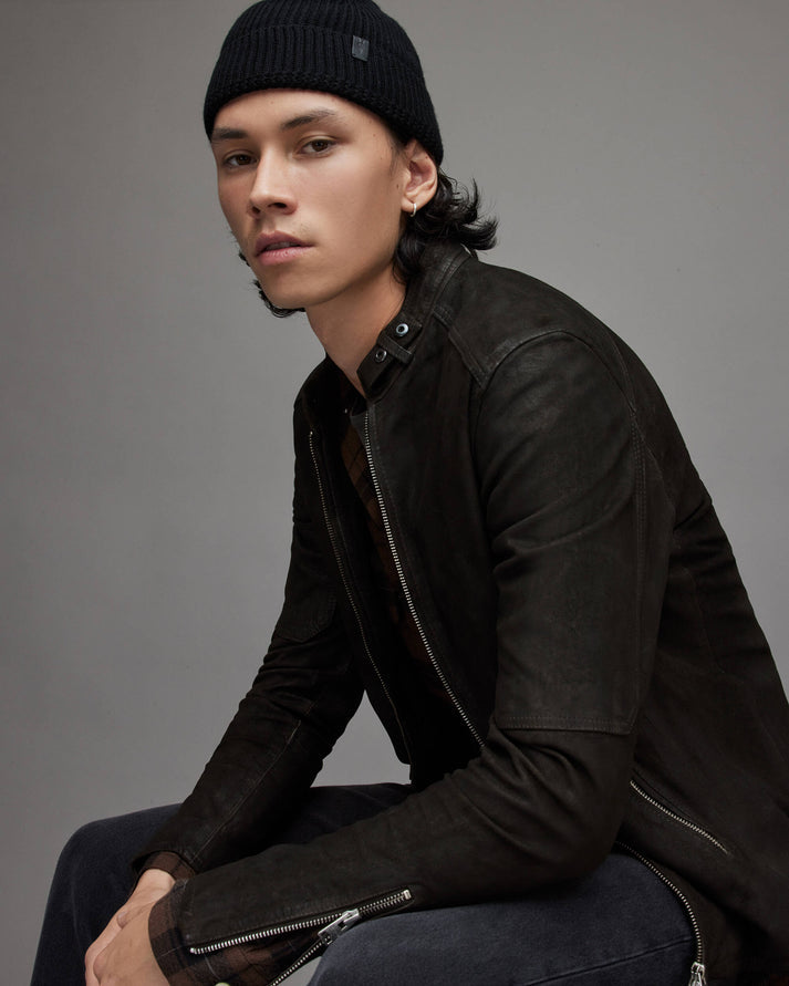 Men Black Suede Harrington Jacket