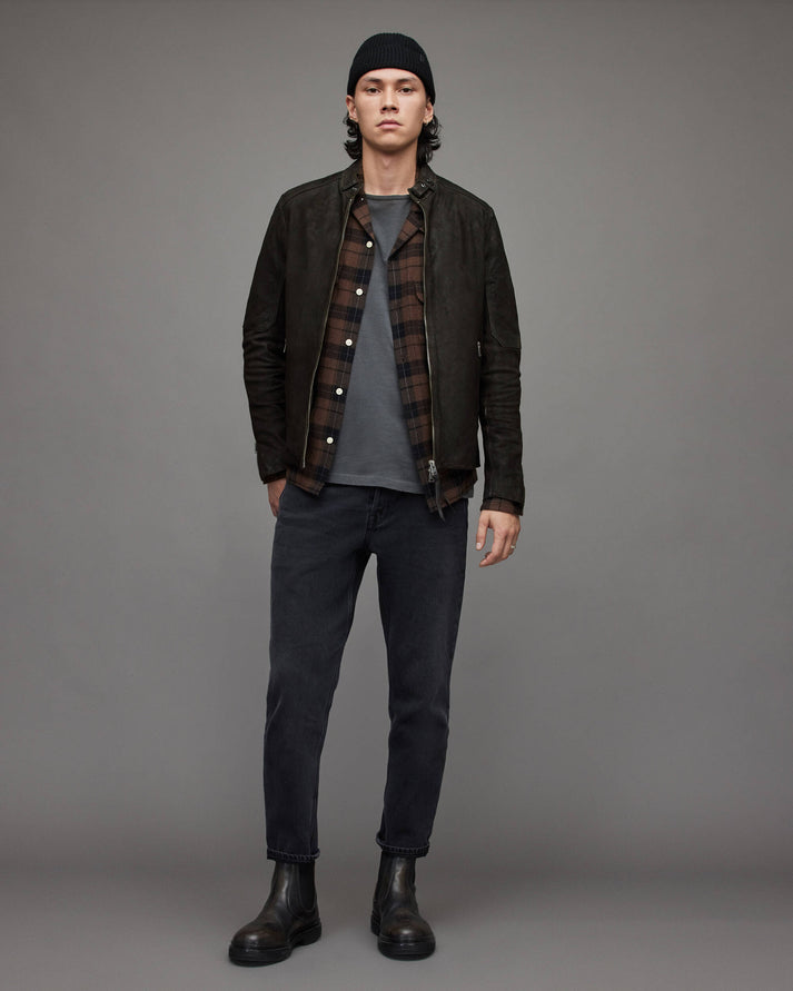 Men Black Suede Harrington Jacket