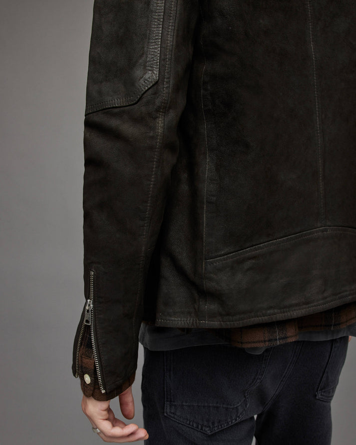 Men Black Suede Harrington Jacket