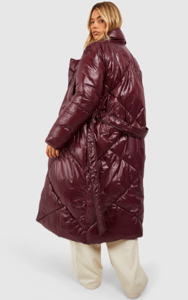 Stylish Puffer Coat With Belt