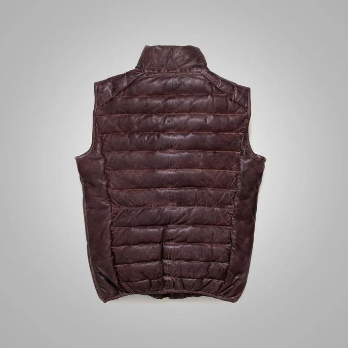 Leather Down Vest for Men