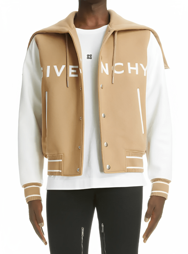 Beige Varsity Jacket for Men
