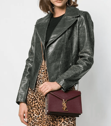 Vintage Khaki Leather Outerwear for Women