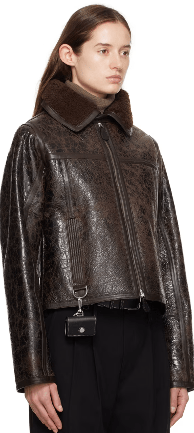 Fur-Lined Distressed Leather Jacket