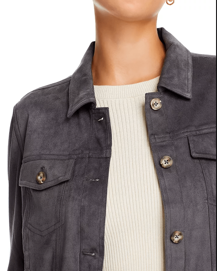 Gray Suede Trucker Jacket for Women